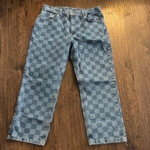 Ragged Checkered Blue Men's Jeans wide leg size 34 waist